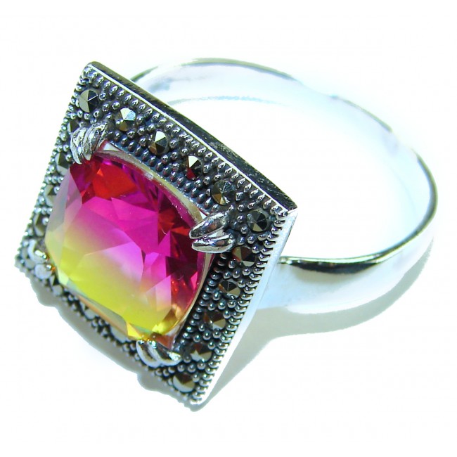 7.5 carat Ametrine Marcasite .925 Sterling Silver HANDCRAFTED Ring s. 8