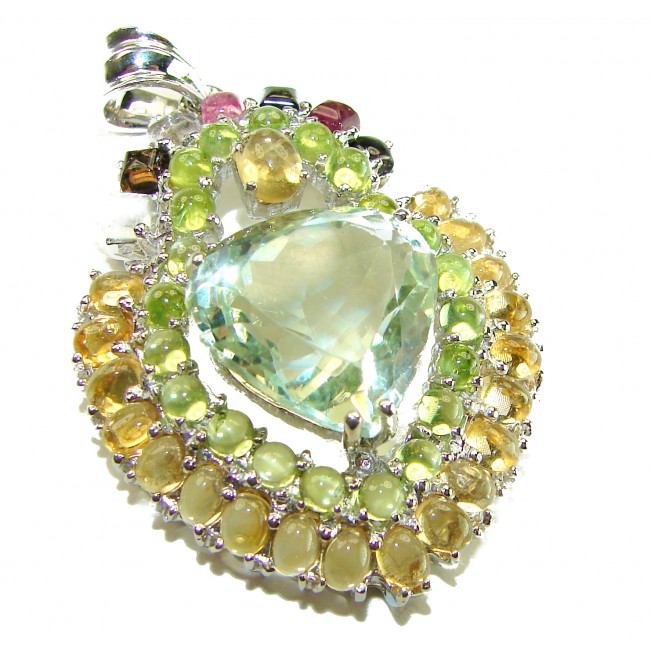 Green Ivy 25.5 carat Green Amethyst - Prasolite .925 Sterling Silver handcrafted pendant - photo 4