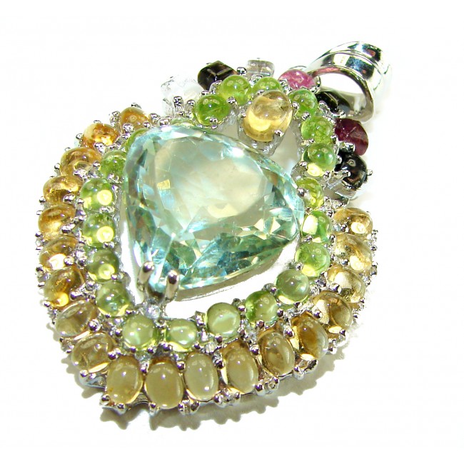Green Ivy 25.5 carat Green Amethyst - Prasolite .925 Sterling Silver handcrafted pendant - photo 3