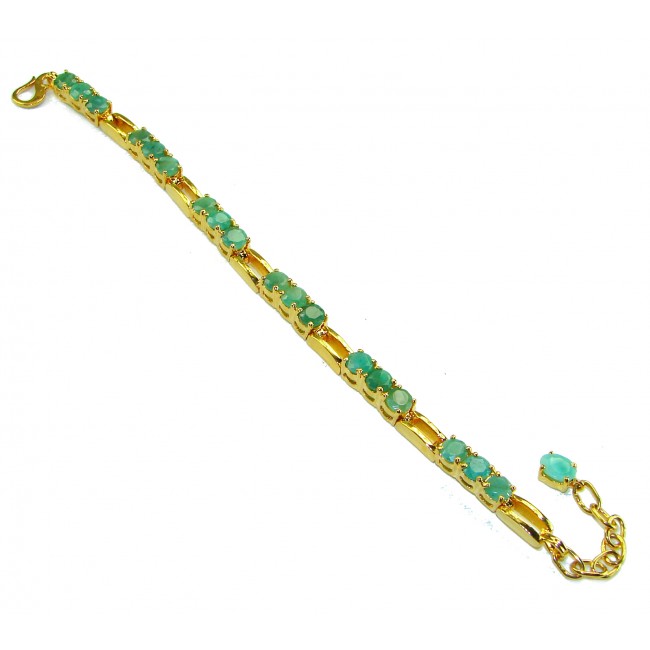 Born to Glam authentic 22.7 carat Colombian Emerald .925 Sterling Silver dipped in 18K Gold handcrafted Statement bracelet