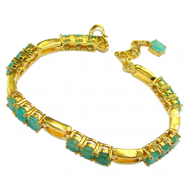 Born to Glam authentic 22.7 carat Colombian Emerald .925 Sterling Silver dipped in 18K Gold handcrafted Statement bracelet