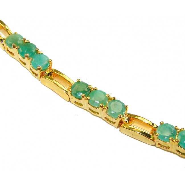 Born to Glam authentic 22.7 carat Colombian Emerald .925 Sterling Silver dipped in 18K Gold handcrafted Statement bracelet