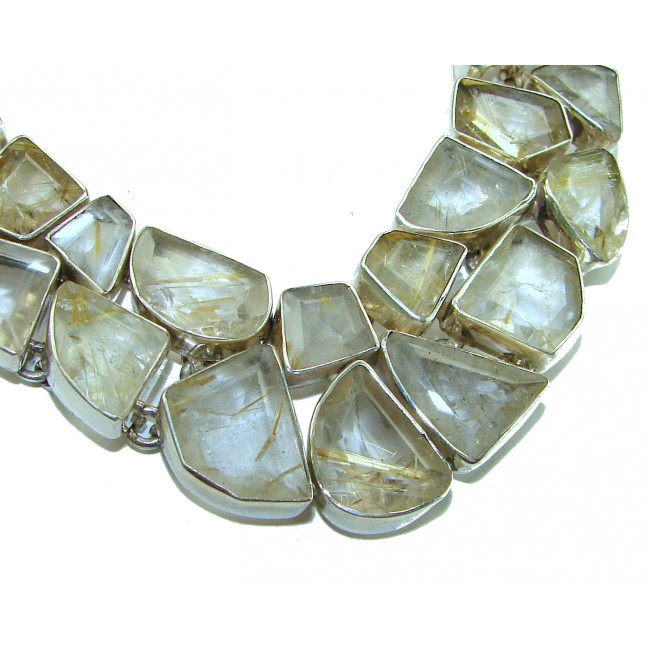 One of the kind Nature inspired 174.5 carat Sublime Golden Rutilated Quartz Sterling Silver handmade necklace