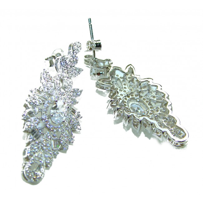 LUXURIUS 12.2 carat White Topaz .925 Sterling Silver handcrafted earrings - photo 1