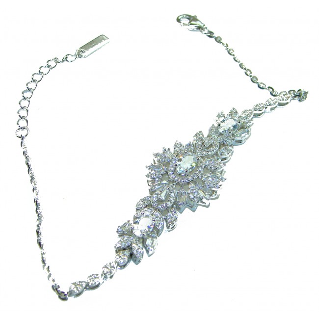 Natural 25.5 carat White Topaz .925 Sterling Silver handmade Statement Bracelet - photo 2