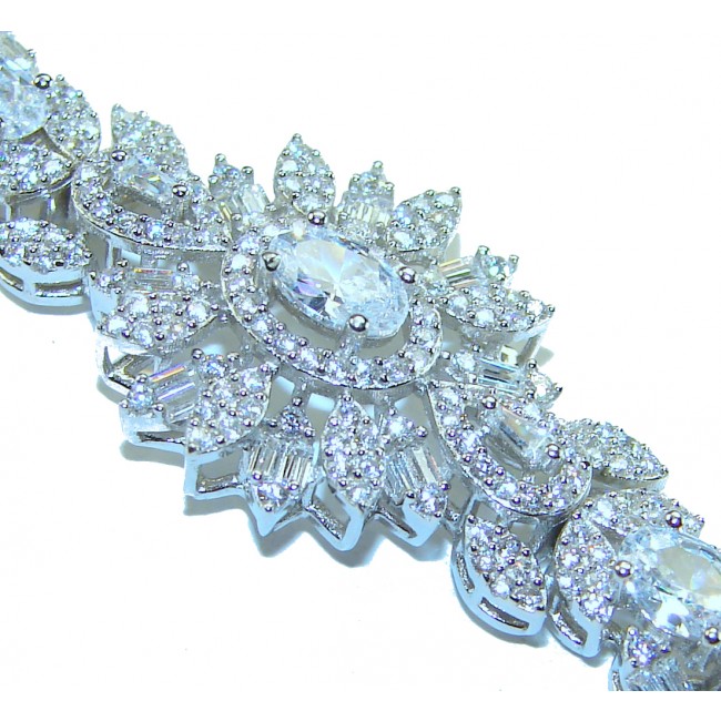 Natural 25.5 carat White Topaz .925 Sterling Silver handmade Statement Bracelet - photo 1