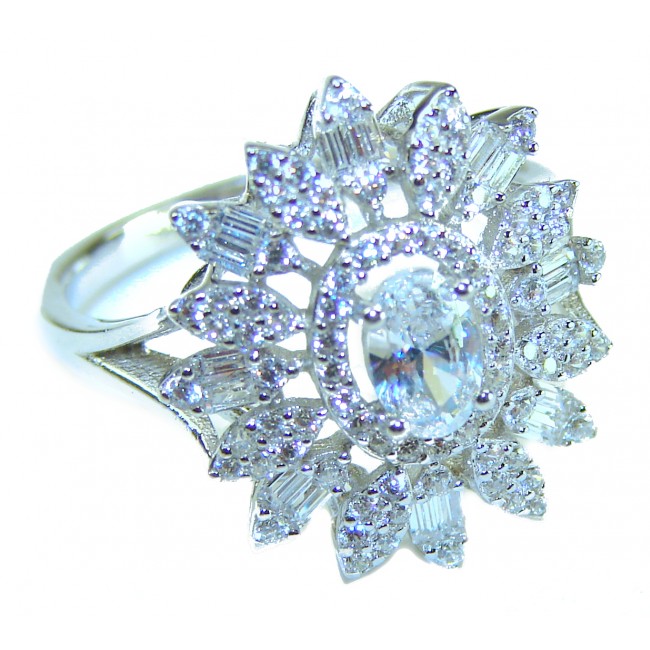 Luxurious 11.2 carat White Topaz .925 Sterling Silver handcrafted Ring s. 7 1/4 - photo 3