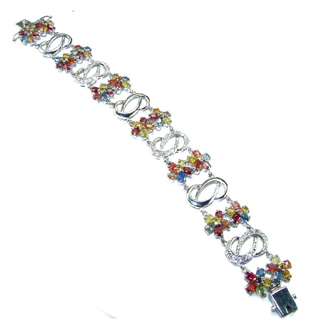 Maria - Magnificent 62.5 carat Golden - MULTICOLOR Sapphire .925 Sterling Silver handcrafted Bracelet