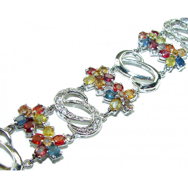 Maria - Magnificent 62.5 carat Golden - MULTICOLOR Sapphire .925 Sterling Silver handcrafted Bracelet