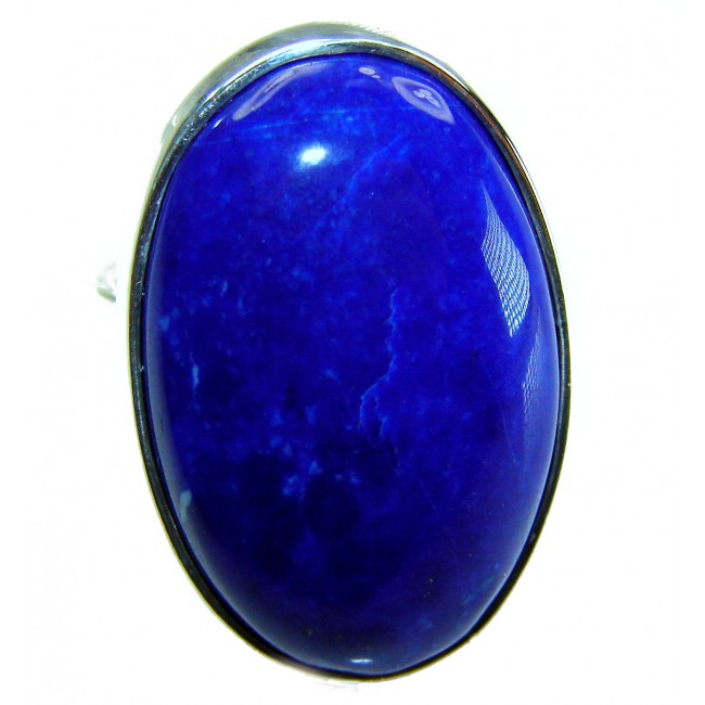 Natural 20.8 carat Lapis Lazuli .925 Sterling Silver handcrafted ring size 8 adjustable