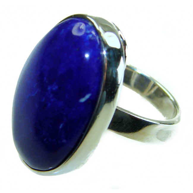 Natural 20.8 carat Lapis Lazuli .925 Sterling Silver handcrafted ring size 8 adjustable