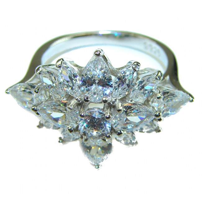 Luxurious 18.2 carat White Topaz .925 Sterling Silver handcrafted Ring s. 7 1/2 - photo 3