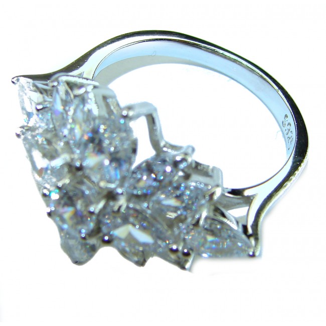 Luxurious 18.2 carat White Topaz .925 Sterling Silver handcrafted Ring s. 7 1/2 - photo 2