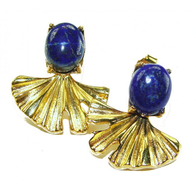 Gorgeous authentic Lapis Lazuli 14K Gold over .925 Sterling Silver handcrafted earrings