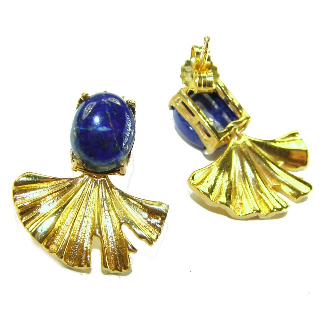 Gorgeous authentic Lapis Lazuli 14K Gold over .925 Sterling Silver handcrafted earrings