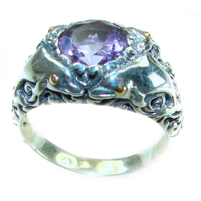 Bali Purple Dream authentic 4.2 carat Amethyst .925 Sterling Silver Handcrafted Large Ring size 8