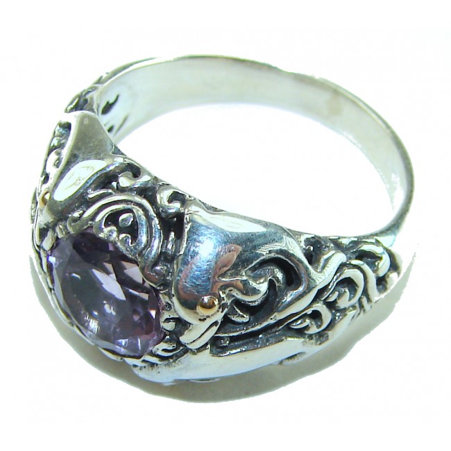 Bali Purple Dream authentic 4.2 carat Amethyst .925 Sterling Silver Handcrafted Large Ring size 8