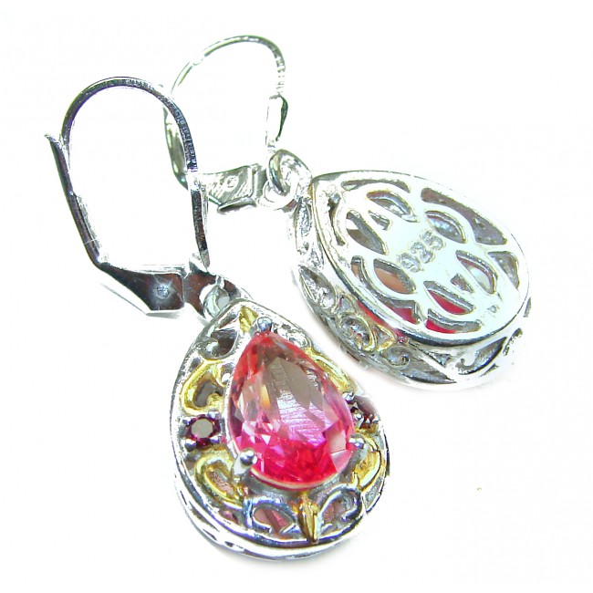 Genevieve 8.5 carat genuine Brazilian Watermelon Tourmaline .925 Sterling Silver handcrafted Statement earrrings