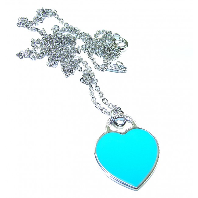 Angel's Heart inlay Turquoise .925 Sterling Silver handcrafted necklace