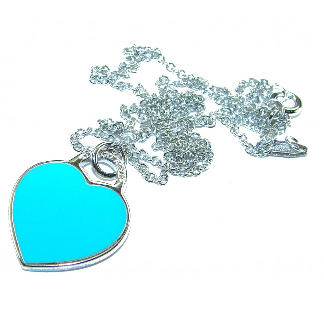 Angel's Heart inlay Turquoise .925 Sterling Silver handcrafted necklace