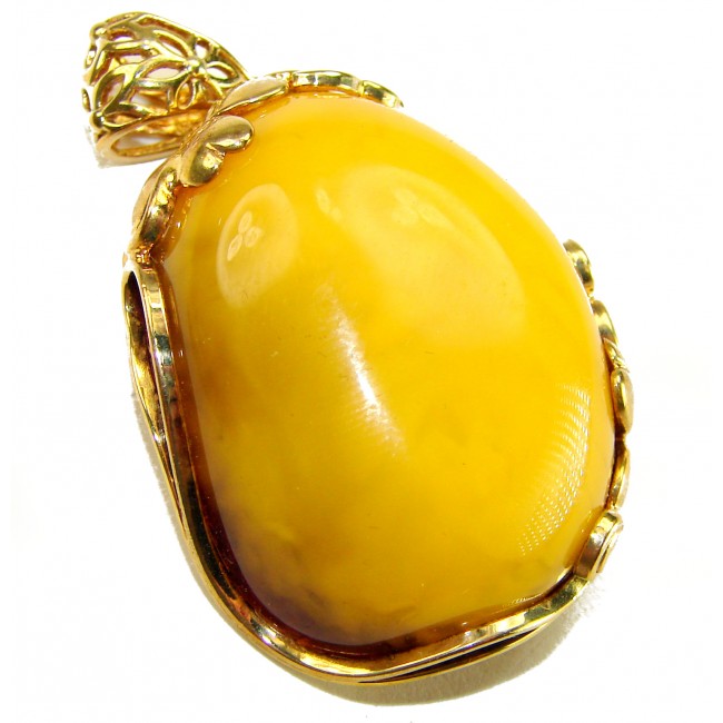 Prehistoric Authentic Buttescotch Baltic Amber 14K Gold over .925 Sterling Silver beautifully handcrafted Pendant