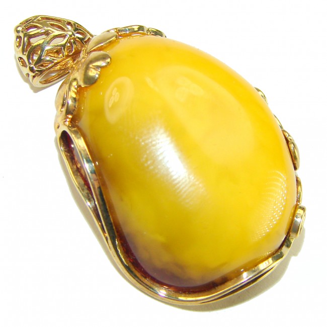 Prehistoric Authentic Buttescotch Baltic Amber 14K Gold over .925 Sterling Silver beautifully handcrafted Pendant