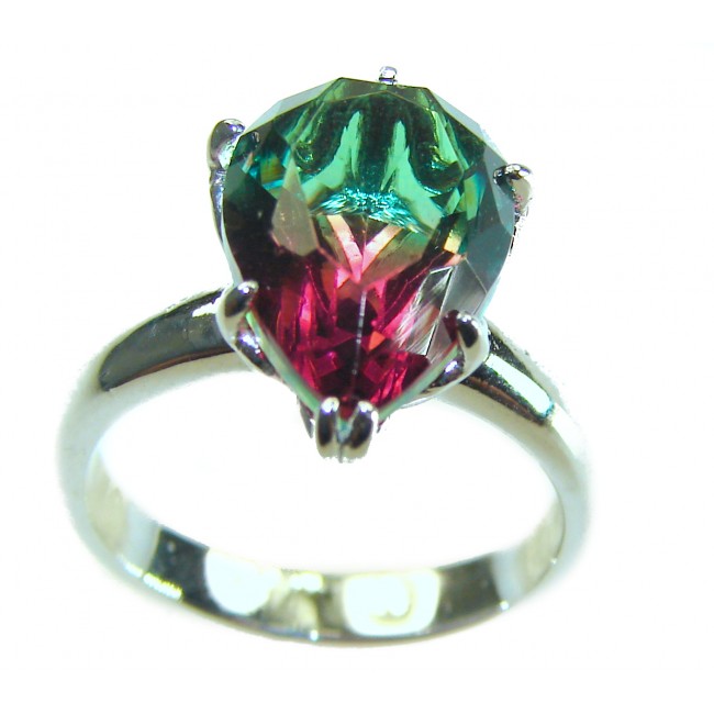 8.8 carat Brazilian Tourmaline .925 Sterling Silver Perfectly handcrafted Ring s. 7 1/4