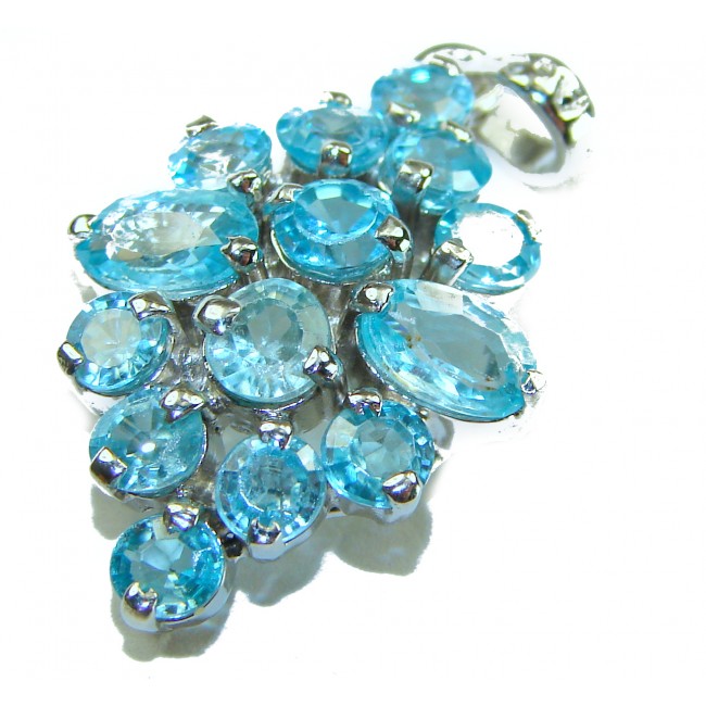 Blue Wonderland 9.5 carat Swiss Blue Topaz .925 Sterling Silver handcrafted Pendant - photo 3