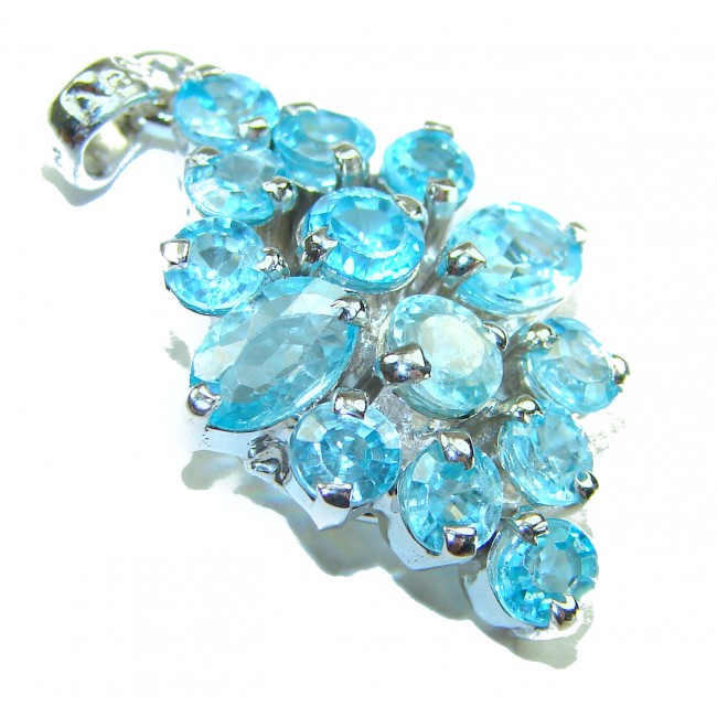 Blue Wonderland 9.5 carat Swiss Blue Topaz .925 Sterling Silver handcrafted Pendant - photo 1