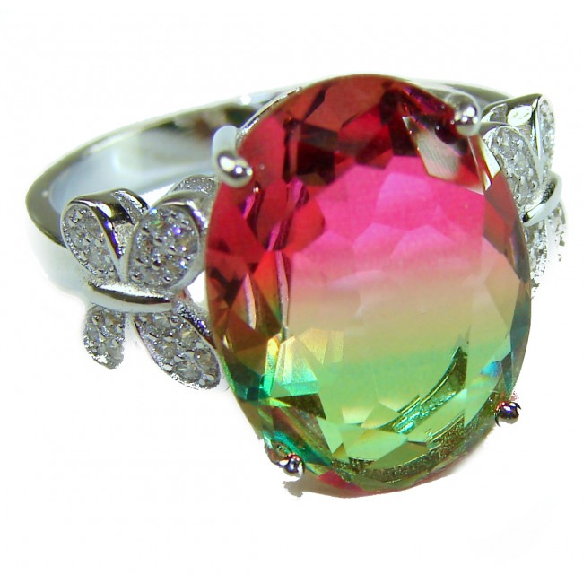 Magnificent 11.2 carat oval cut Pink Tourmaline .925 Silver handcrafted Cocktail Ring s. 8