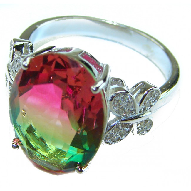 Magnificent 11.2 carat oval cut Pink Tourmaline .925 Silver handcrafted Cocktail Ring s. 8