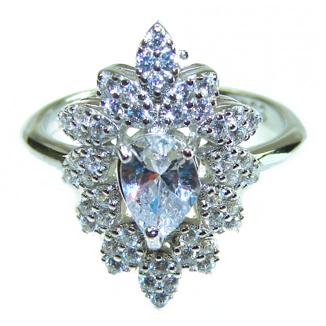 Allure Natural 7.2 carat White Topaz .925 Sterling Silver handcrafted Ring s. 6 - photo 2