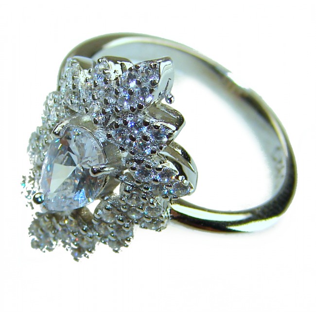 Allure Natural 7.2 carat White Topaz .925 Sterling Silver handcrafted Ring s. 6 - photo 1