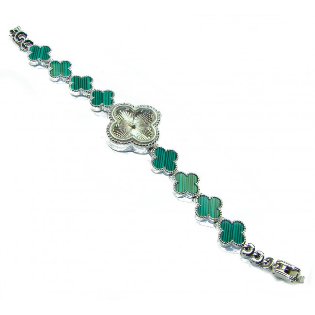Precious Authentic inlay Australian Malachite .925 Sterling Silver handmade Bracelet Watch