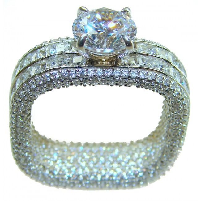 Large and Solid Luxurious 14.2 carat White Topaz .925 Sterling Silver handcrafted Ring s. 8