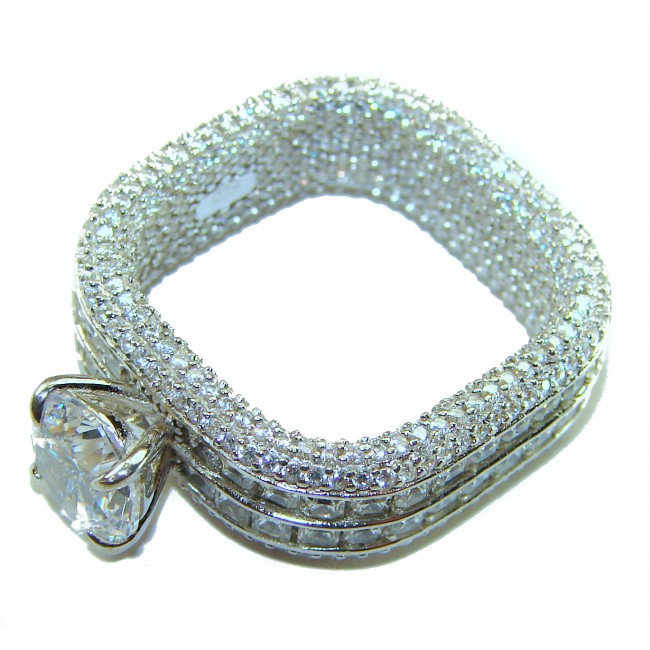 Large and Solid Luxurious 14.2 carat White Topaz .925 Sterling Silver handcrafted Ring s. 8