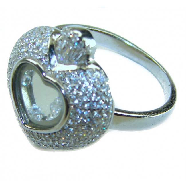 Precious Heart - Floating Memories 10.5 carat White Sapphire .925 Sterling Silver Handcrafted Statement Ring size 9