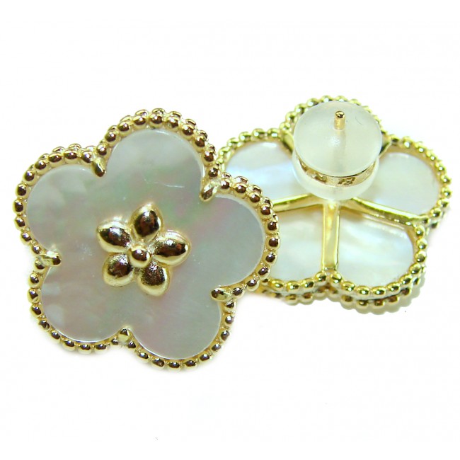 Genuine Blister Pearl 14K Gold over .925 Sterling Silver handcrafted Statement Earrings