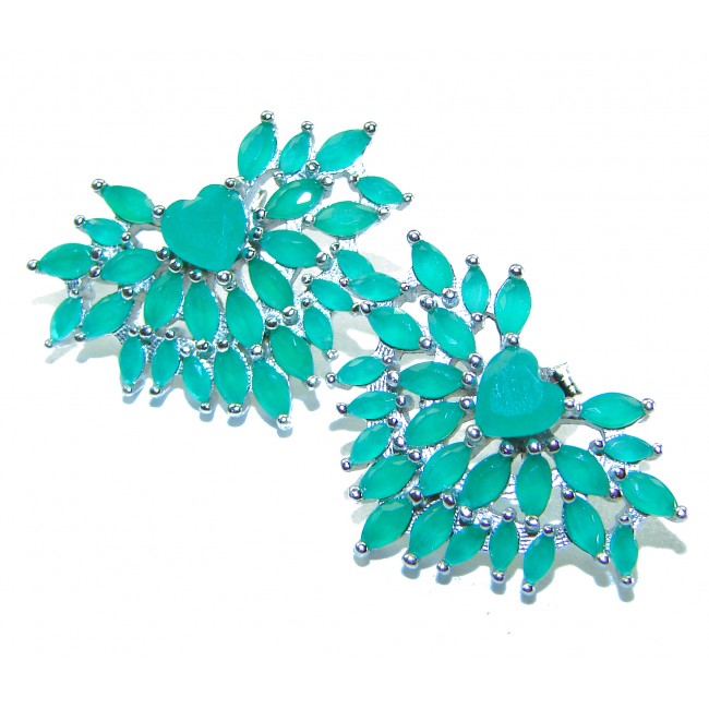 Angel's Heart 19.2 carat Colombian Emerald .925 Sterling Silver handmade earrings - photo 3