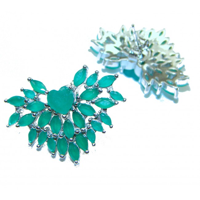 Angel's Heart 19.2 carat Colombian Emerald .925 Sterling Silver handmade earrings - photo 1