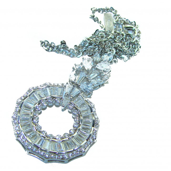 Exceptional quality - Art Deco 28.2 carat White Topaz .925 Sterling Silver handcrafted Necklace - photo 3