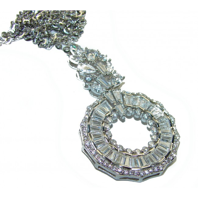 Exceptional quality - Art Deco 28.2 carat White Topaz .925 Sterling Silver handcrafted Necklace - photo 1
