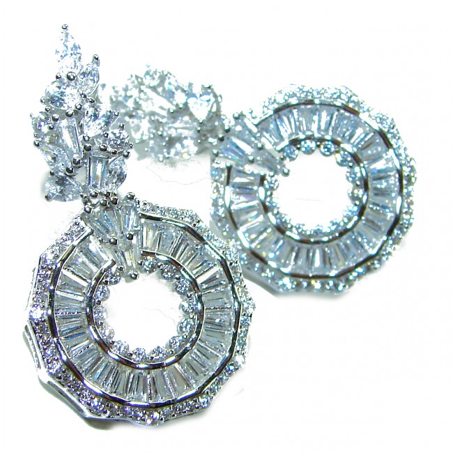 Art Deco - Luxurious natural 12.5 carat White Topaz .925 Sterling Silver Perfectly handcrafted Earrings - photo 3
