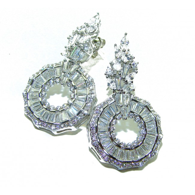 Art Deco - Luxurious natural 12.5 carat White Topaz .925 Sterling Silver Perfectly handcrafted Earrings - photo 1