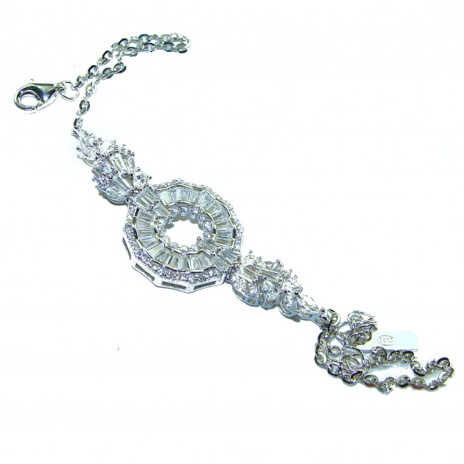 Exceptional quality - Art Deco 12.2 carat White Topaz .925 Sterling Silver handcrafted bracelet