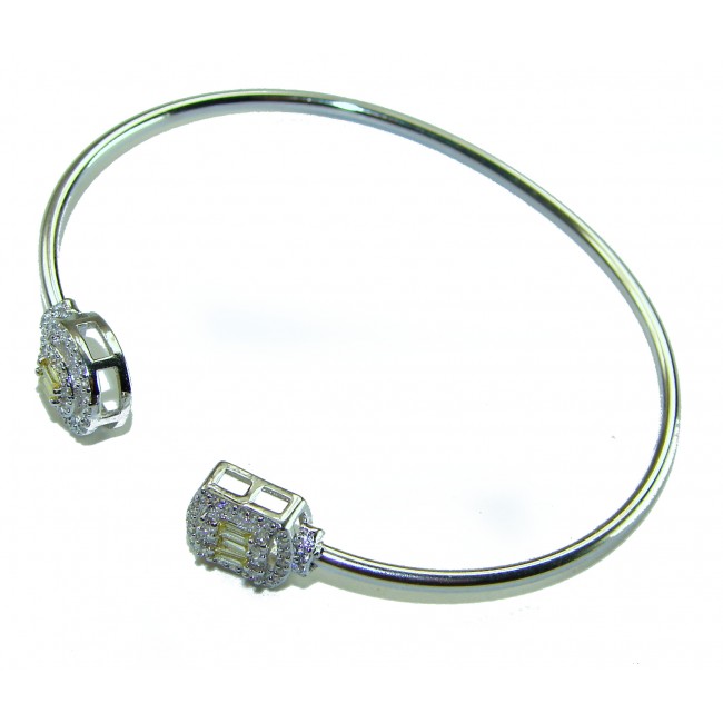 Precious Light Natural 5.2 carat White Topaz .925 Sterling Silver bracelet - Silver bracelet with topaz ends, top view close-up.