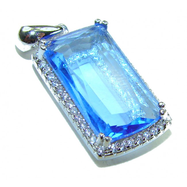 Pacifica 12.5 carat authentic Blue Topaz .925 Sterling Silver Handcrafted pendant - photo 3
