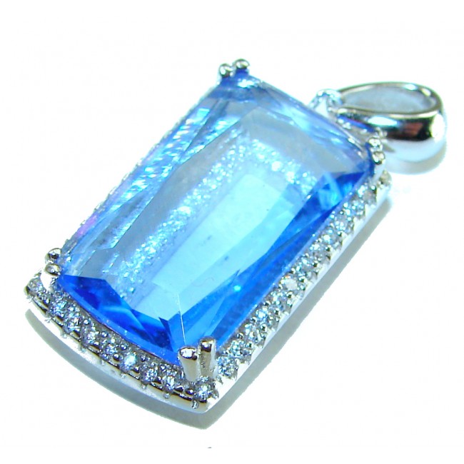 Pacifica 12.5 carat authentic Blue Topaz .925 Sterling Silver Handcrafted pendant - photo 2