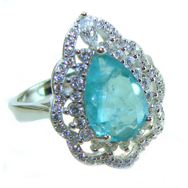 14.9 carat authentic Aquamarine .925 Sterling Silver Handcrafted Ring size 8 1/4