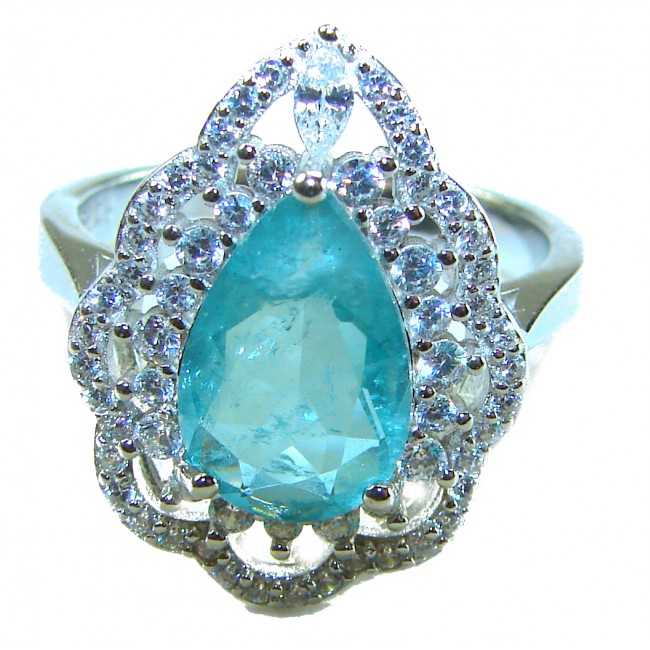 14.9 carat authentic Aquamarine .925 Sterling Silver Handcrafted Ring size 8 1/4